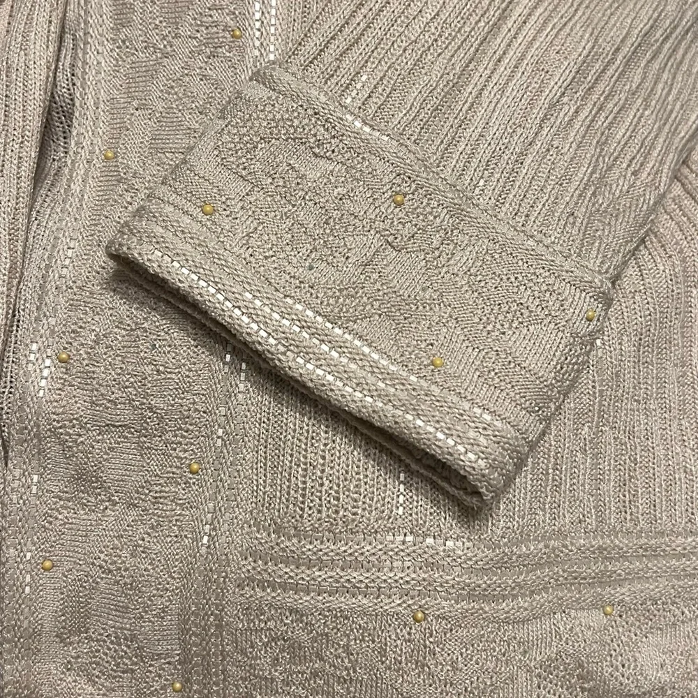 ST. JOHN EVENING Beige Cardigan Wool Blend Womens Size 8 - Picture 9 of 10